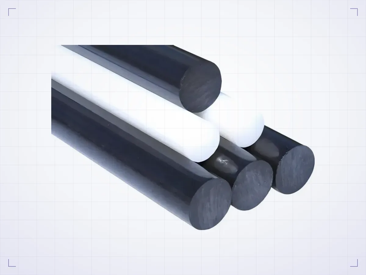 Tarugos de poliacetal preto e branco